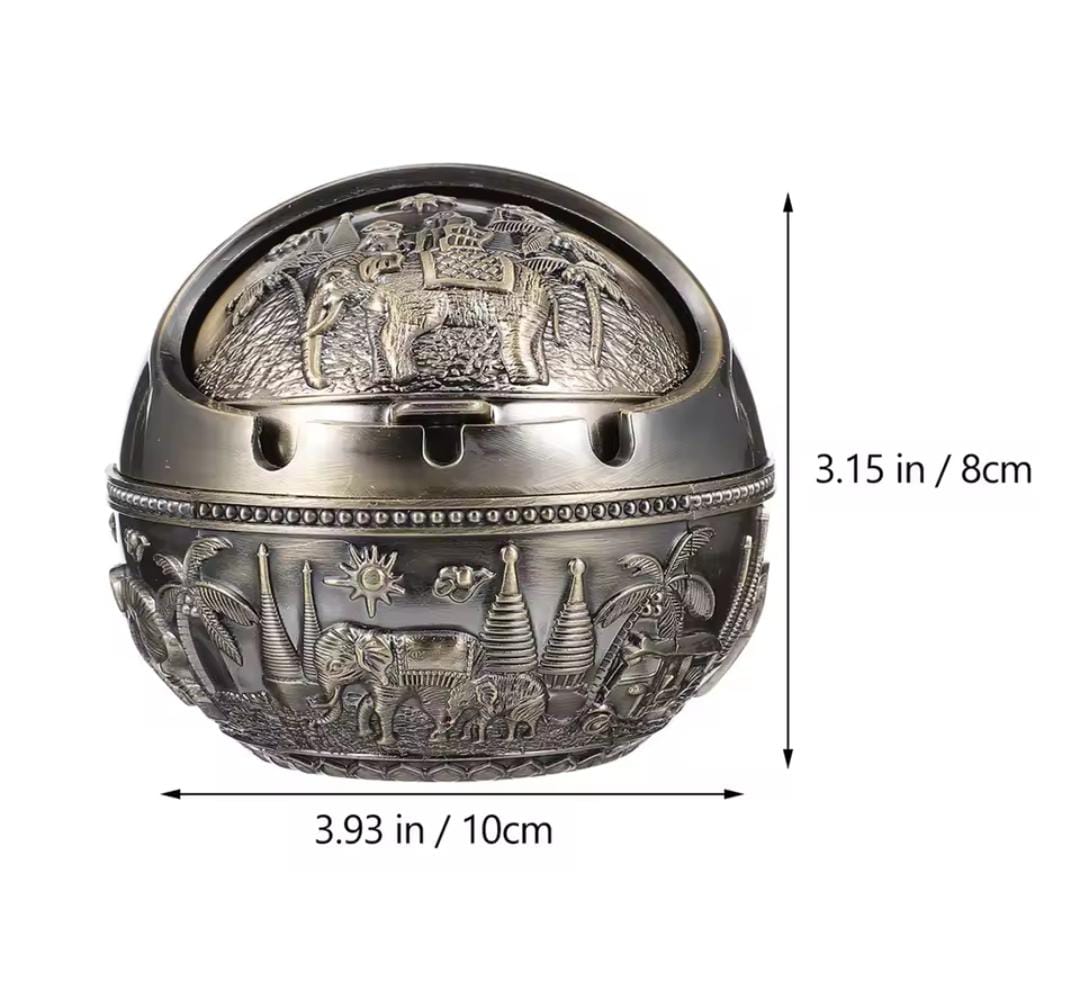 Circular Retro Ashtray – High-Quality Metal Body