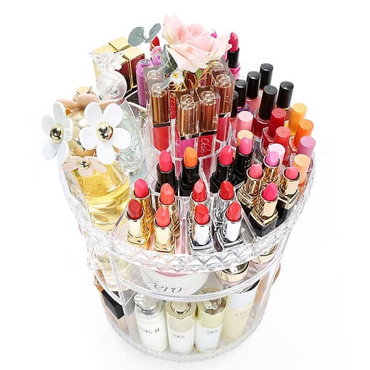 360° Rotating Makeup Organizer – Stylish & Space-Saving 🔄