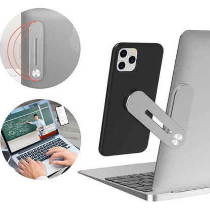 Magnetic Foldable Laptop Side Phone Holder – Adjustable & Compact 📱💻
