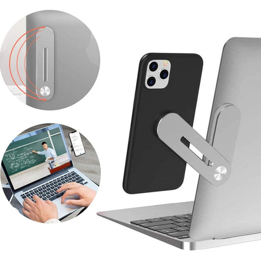 Magnetic Foldable Laptop Side Phone Holder – Adjustable & Compact 📱💻
