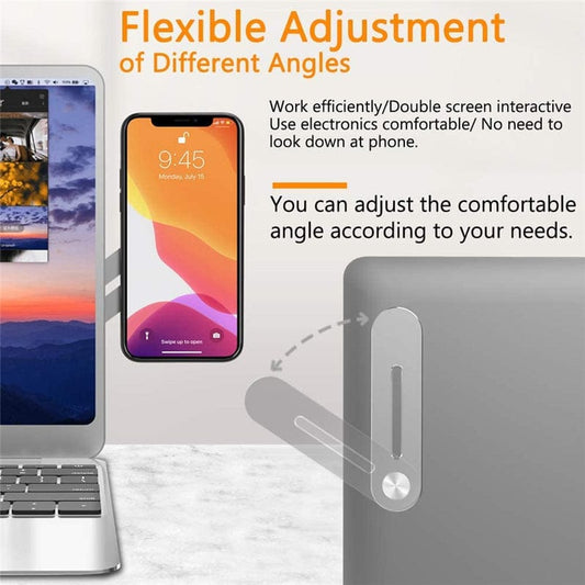 Magnetic Foldable Laptop Side Phone Holder – Adjustable & Compact 📱💻