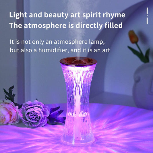 Crystal Glass Touch Lamp 💡 – 3D Rose Design ✨ with Humidifier + Night Light 🌙