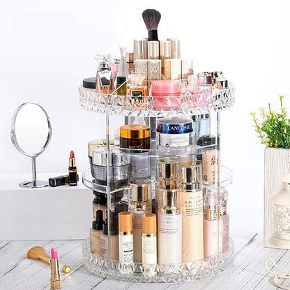360° Rotating Makeup Organizer – Stylish & Space-Saving 🔄