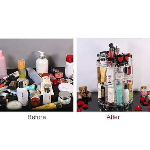 360° Rotating Makeup Organizer – Stylish & Space-Saving 🔄