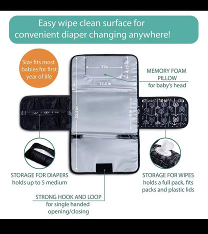 Portable Baby Changing Pad – Diaper Mat for Newborns | One-Hand Use & Stroller-Friendly